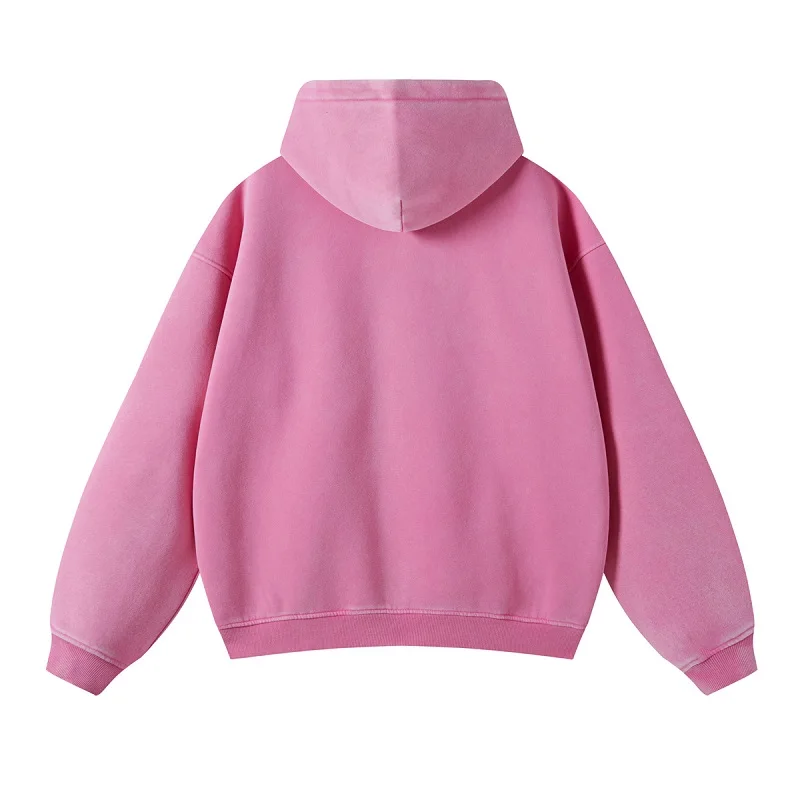 American Fried Street Insoversize Cardigan Sweater Men and Women Loose Old Zipper Fleece Hooded Lazy Jacket
