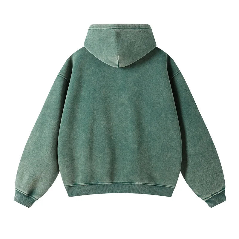 American Fried Street Insoversize Cardigan Sweater Men and Women Loose Old Zipper Fleece Hooded Lazy Jacket