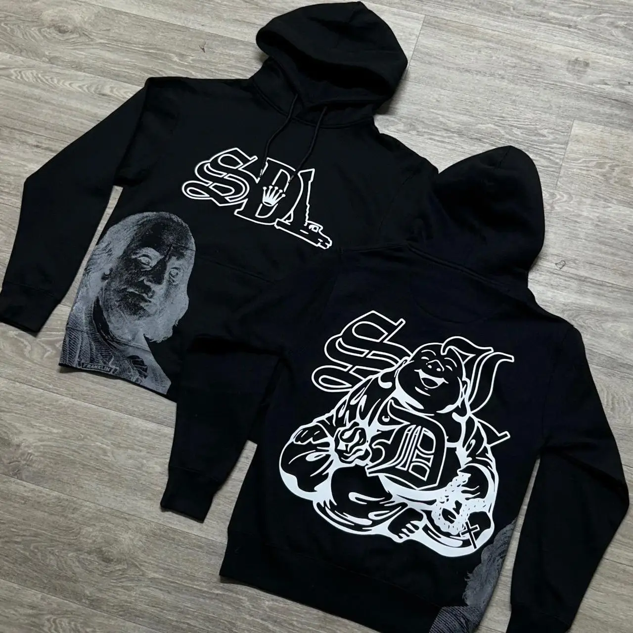Harajuku Buddha Graphic Hoodies Men Y2k Grunge Streetwear Sweatshirt Tops Cotton Oversized Hoodie Vintage Gothic Men Clothing