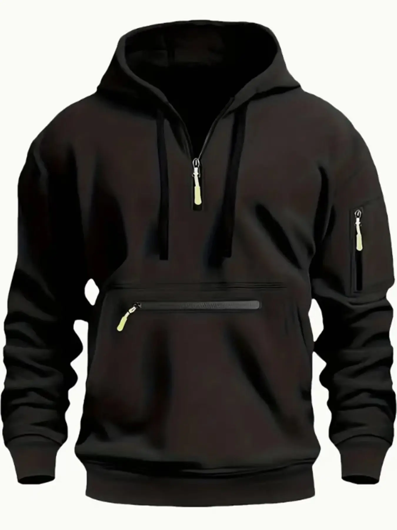 Men's New Sweater Hooded Arm Zipper Long Sleeve Pullover Trend Hoodie Fashion