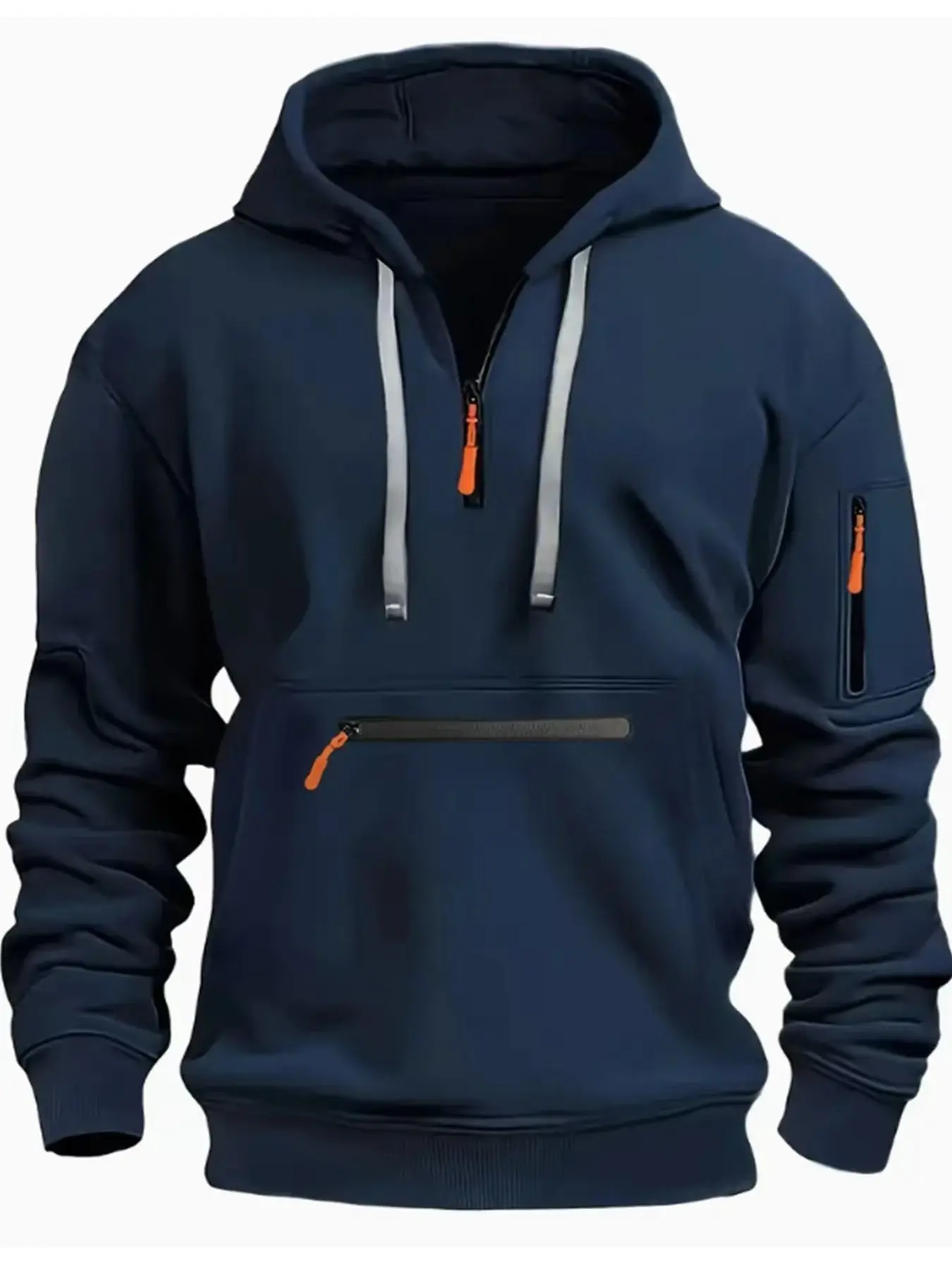 Men's New Sweater Hooded Arm Zipper Long Sleeve Pullover Trend Hoodie Fashion