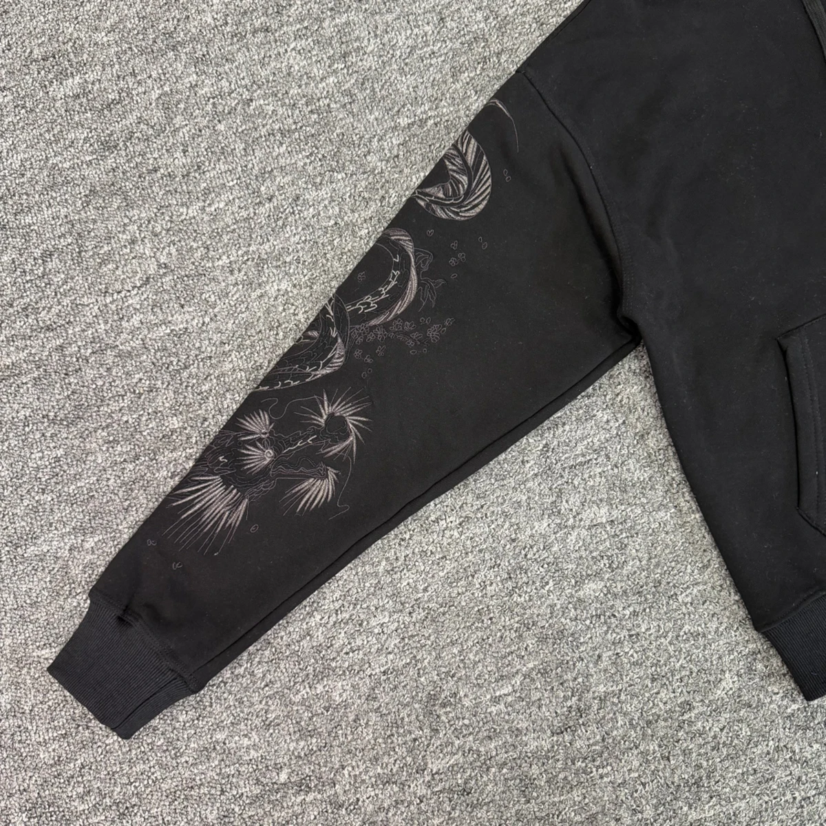 Tiger Embroidery Zipper Hooded Hoodies Jacket Mens Cardigan Streetwear Loose Baggy Sweatshirt Oversized
