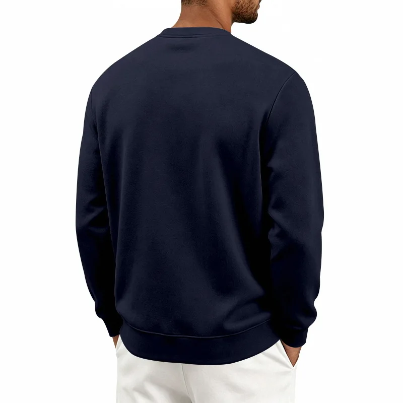 Men's Autumn And Winter Fleece Crew Neck Sweater Feather Print Long Sleeve Top Men's