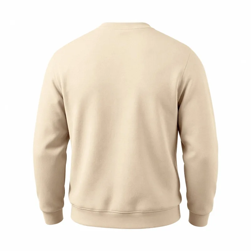 Men's Autumn And Winter Fleece Crew Neck Sweater Feather Print Long Sleeve Top Men's