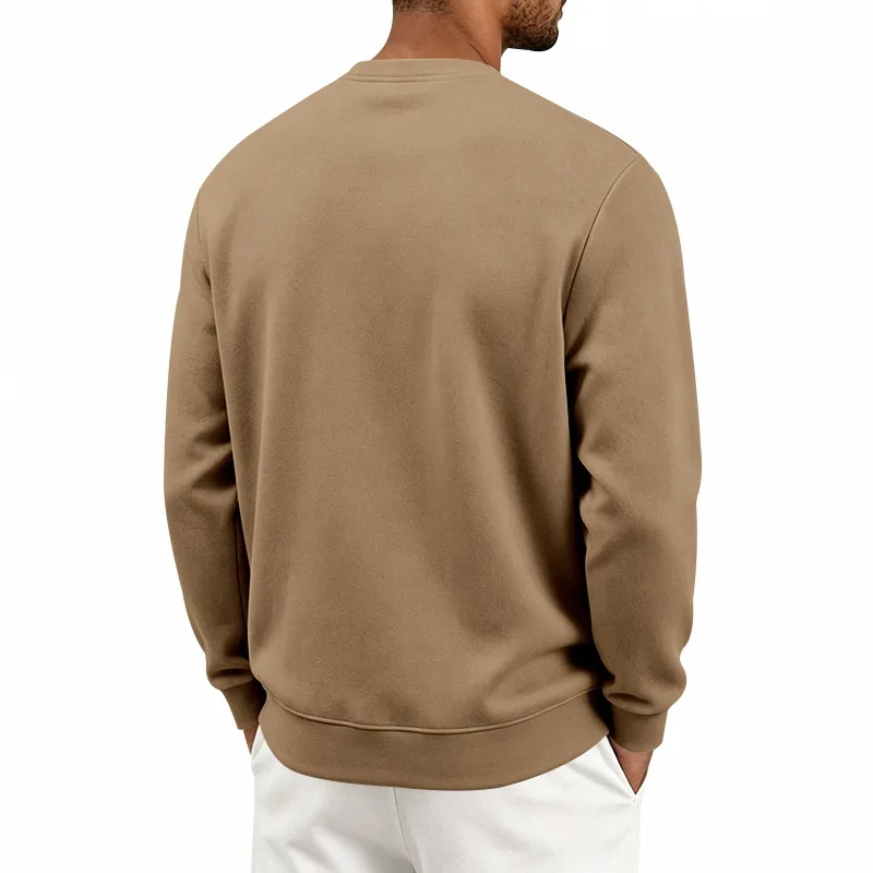 Men's Autumn And Winter Fleece Crew Neck Sweater Feather Print Long Sleeve Top Men's