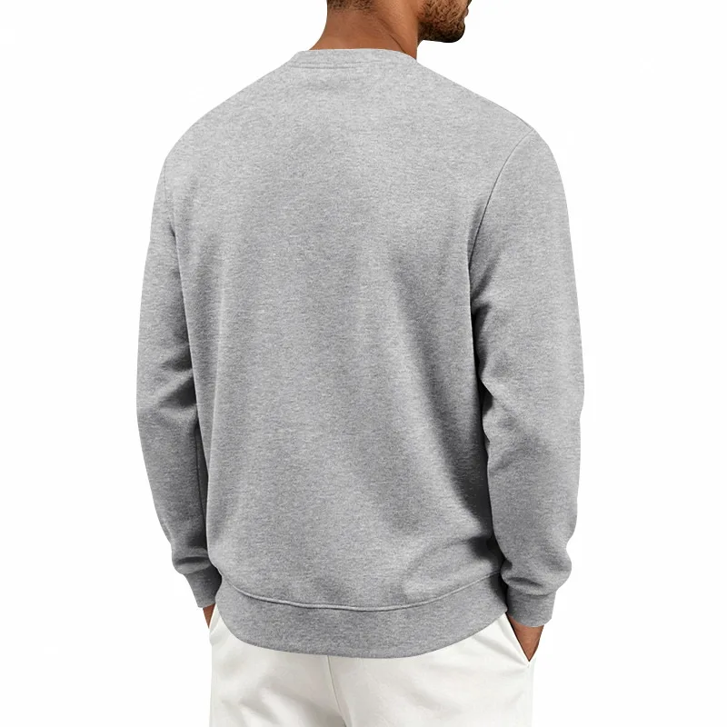 Men's Autumn And Winter Fleece Crew Neck Sweater Feather Print Long Sleeve Top Men's