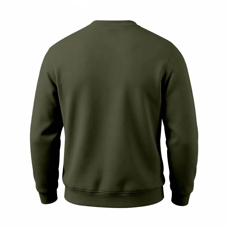 Men's Autumn And Winter Fleece Crew Neck Sweater Feather Print Long Sleeve Top Men's