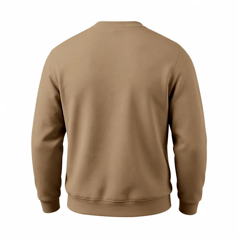 Men's Autumn And Winter Fleece Crew Neck Sweater Feather Print Long Sleeve Top Men's