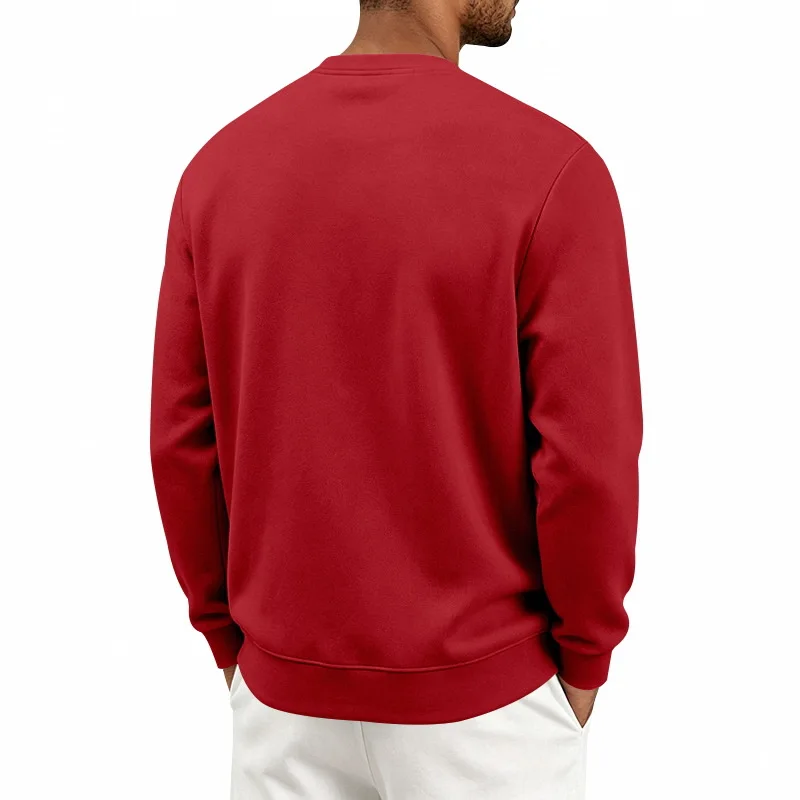 Men's Autumn And Winter Fleece Crew Neck Sweater Feather Print Long Sleeve Top Men's