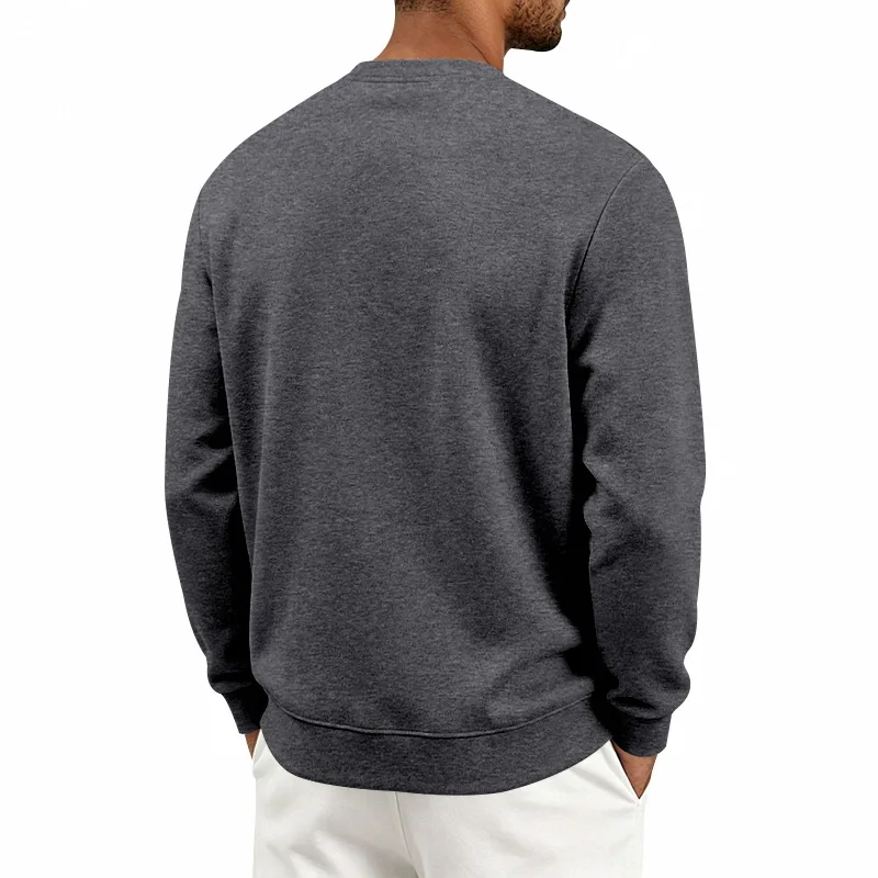 Men's Autumn And Winter Fleece Crew Neck Sweater Feather Print Long Sleeve Top Men's