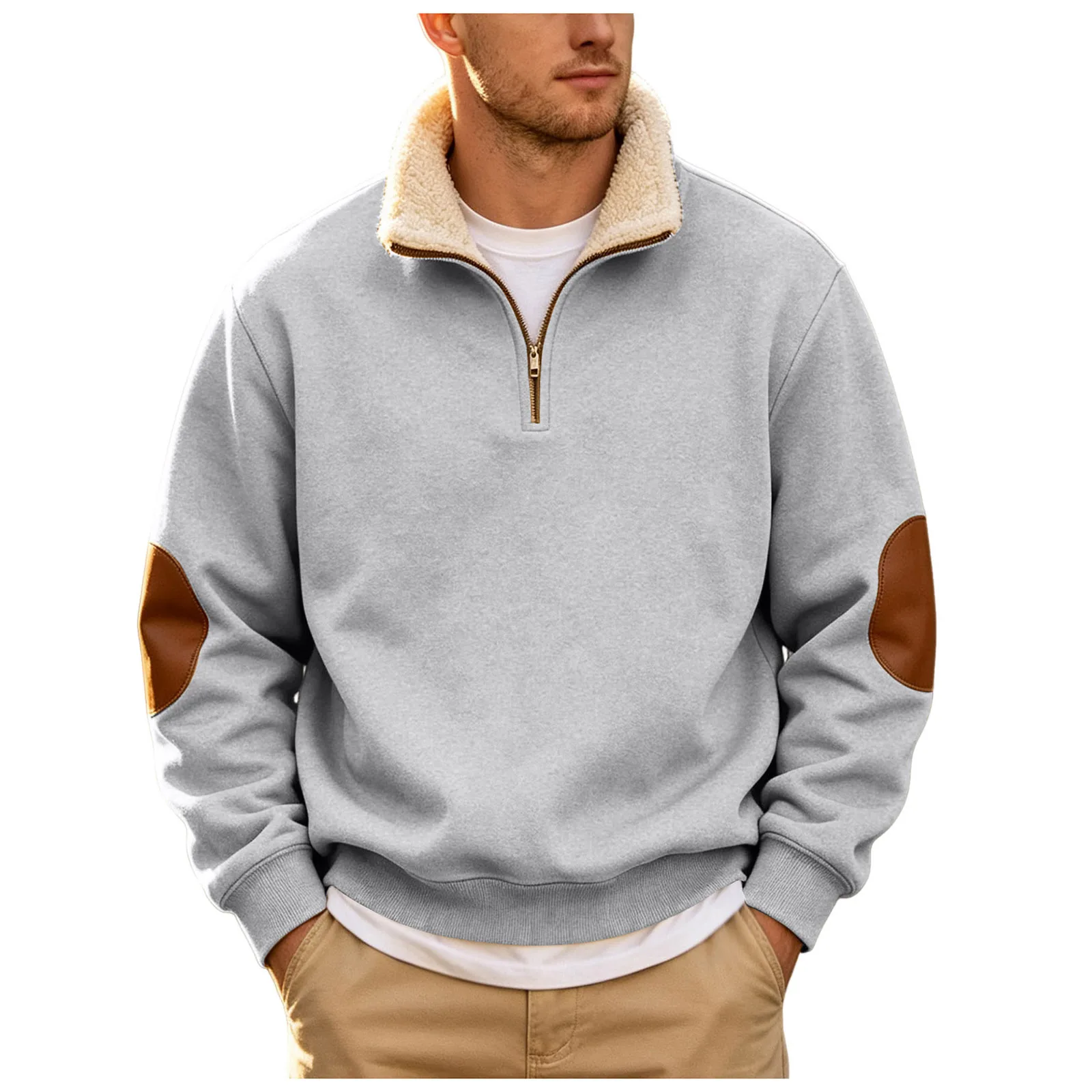Coral Fleece Turtleneck Mens Sweatshirts Fall And Winter Retro Half Zipper Open Front Large Long Sleeve Top Mens Pullover Hoodie