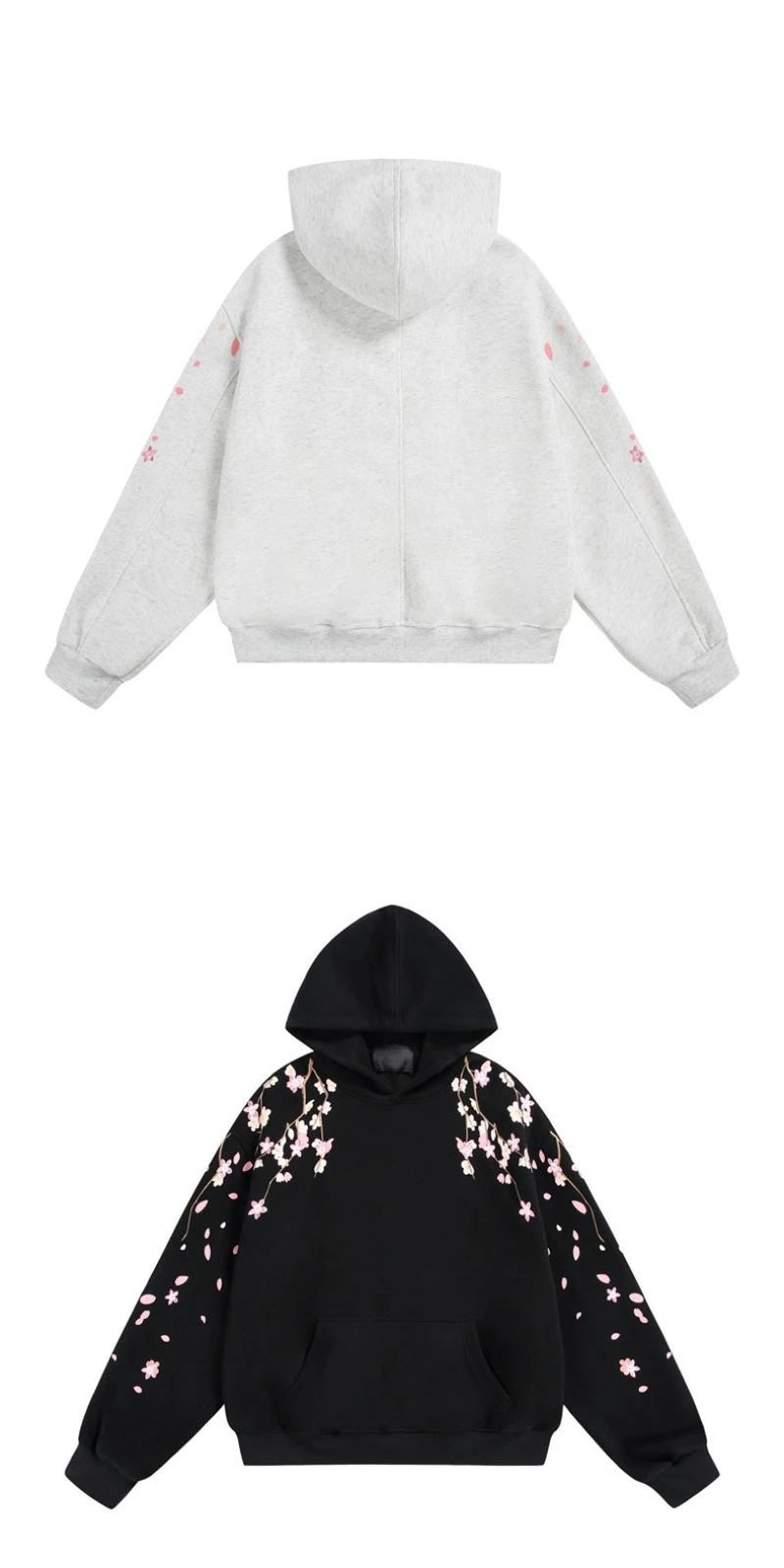 2026 Autumn New Plum Blossom Embroidery Printed Hoodie Japan Korean Fashion Streetwear Harajuku Casual Loose Hooded Sweatshirt