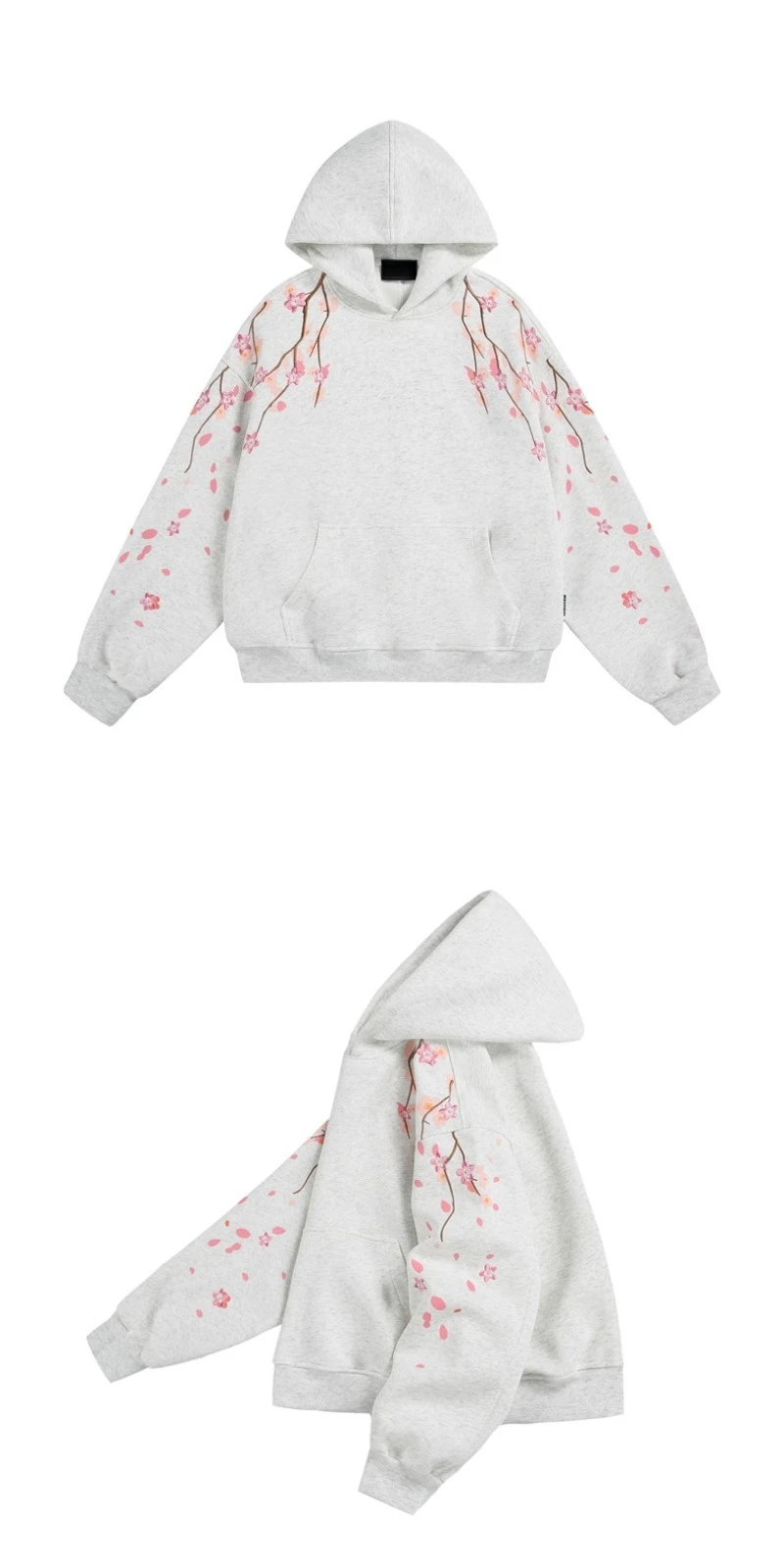 2026 Autumn New Plum Blossom Embroidery Printed Hoodie Japan Korean Fashion Streetwear Harajuku Casual Loose Hooded Sweatshirt