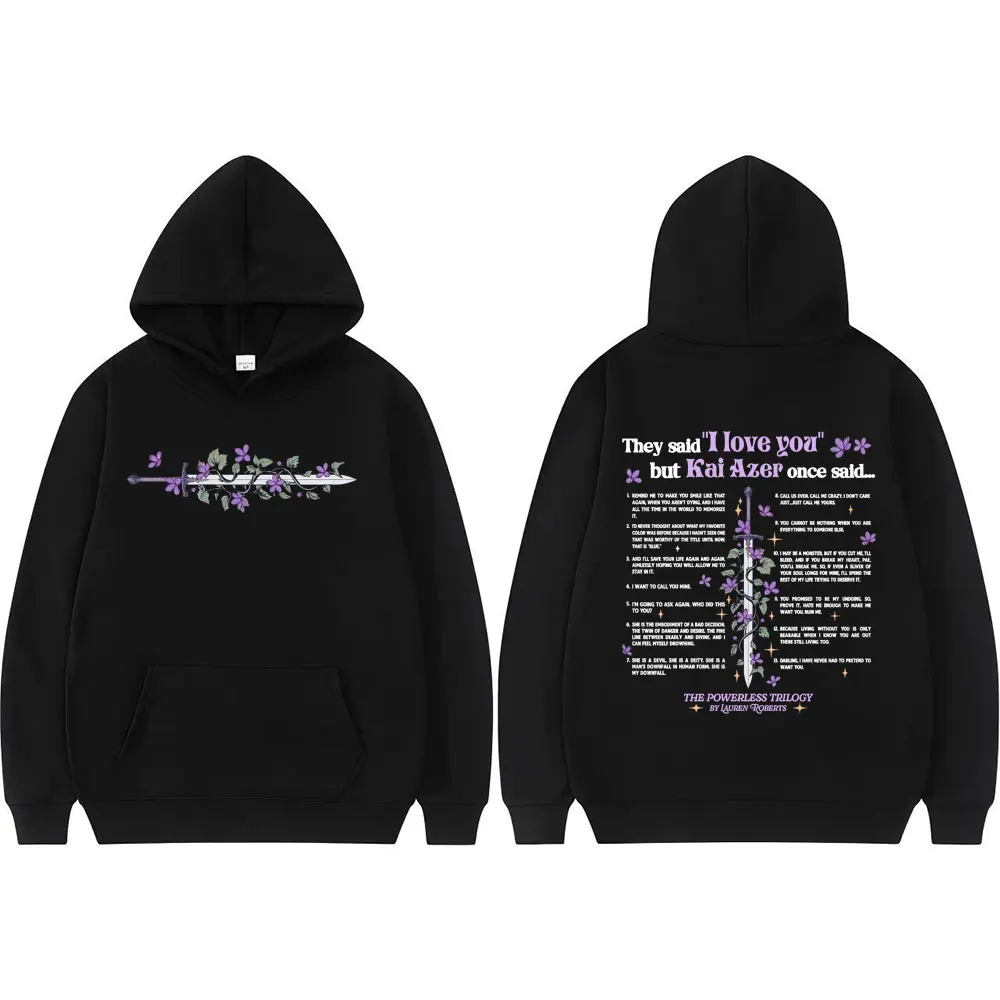 Kai Azer I Love You in Powerless Graphic Sweatshirts Men Women Vintage Hip Hop Classic Hoodie Hot Sale Oversized Hipster Hoodies