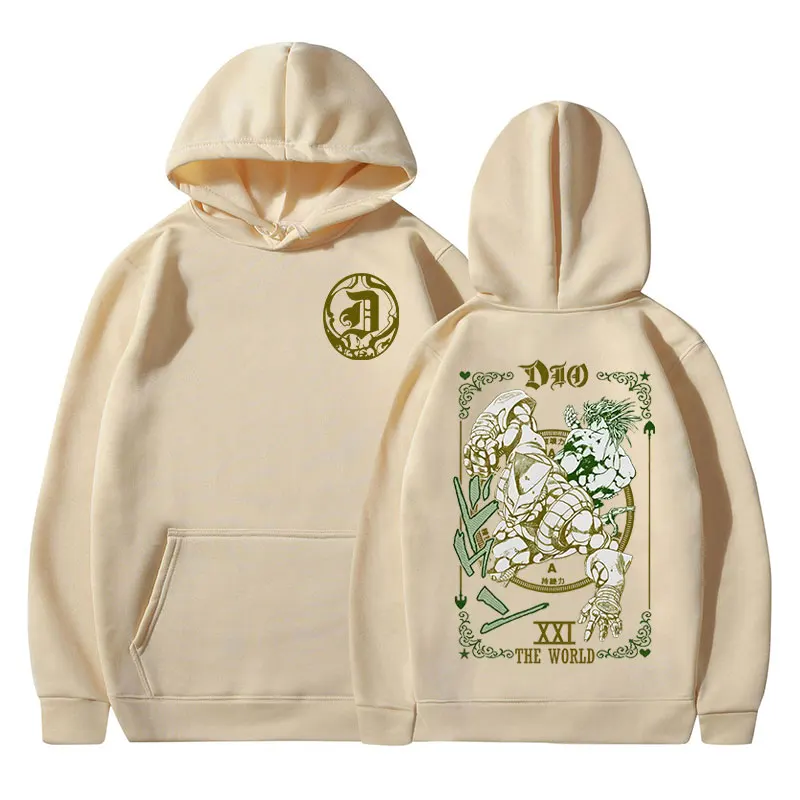 Anime Jojo Bizarre Adventure Hoodies Dio Brando Jotaro Kujo Manga Graphic Sweatshirts Men's Women Long Sleeves Fleece Pullovers