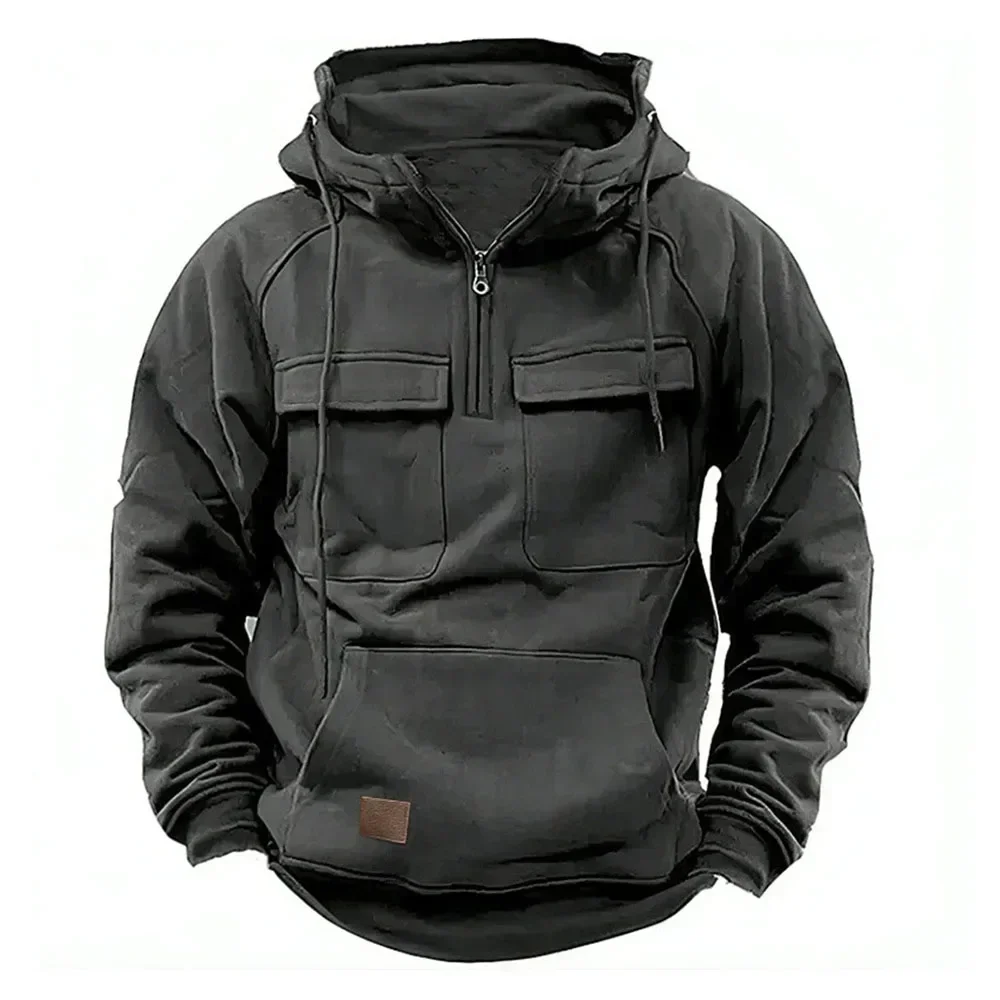 2024 Vintage Men Hoodie Sweatshirt Street Man Clothing Men's Oversized Hooded Pullover Male Retro Harajuku Solid Color Hoody