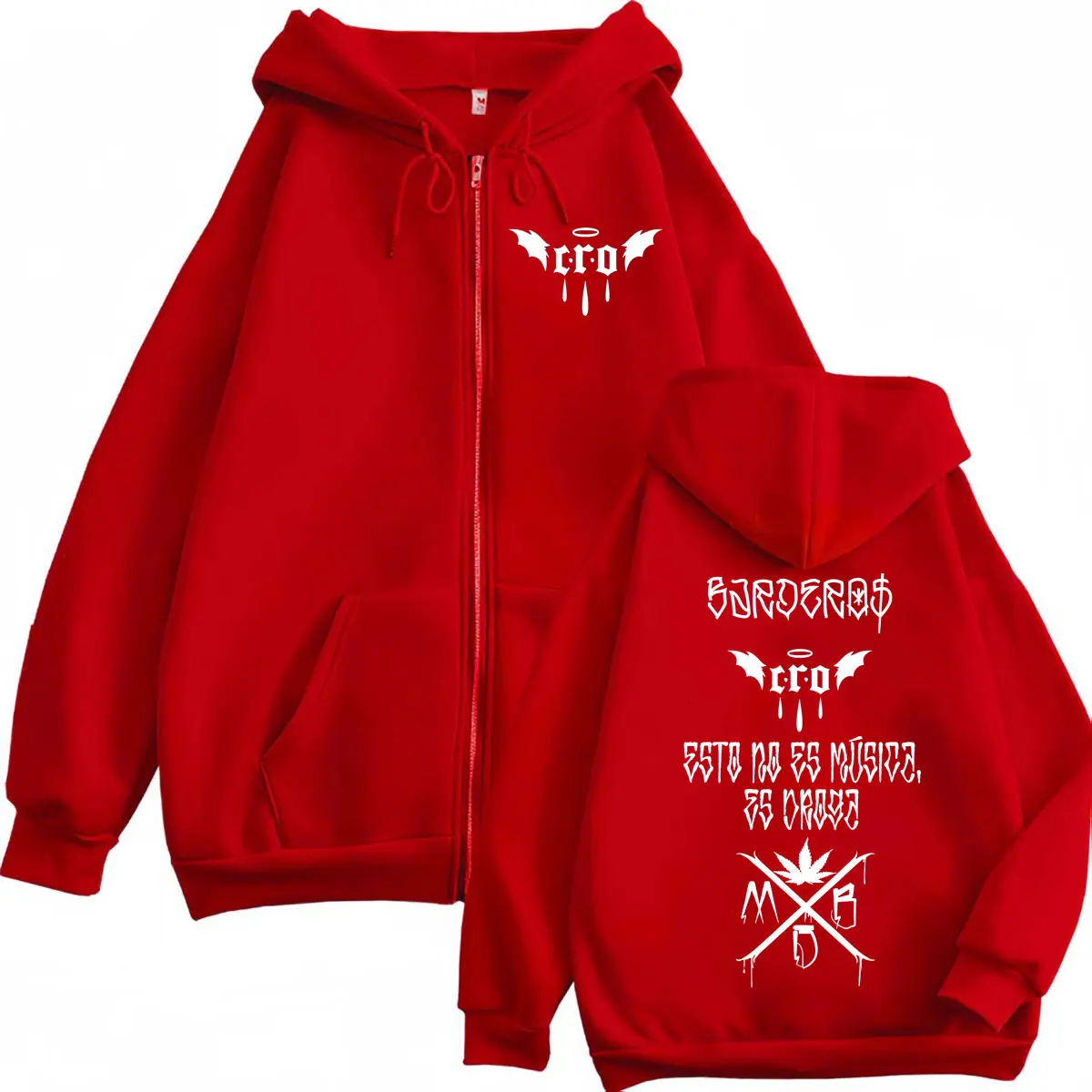 Rapper C.R.O Double Sided Print Zipper Hoodies Fashion Hip Hop Long Sleeve Sweatshirts Men Women Clothing Casual Loose Pullovers