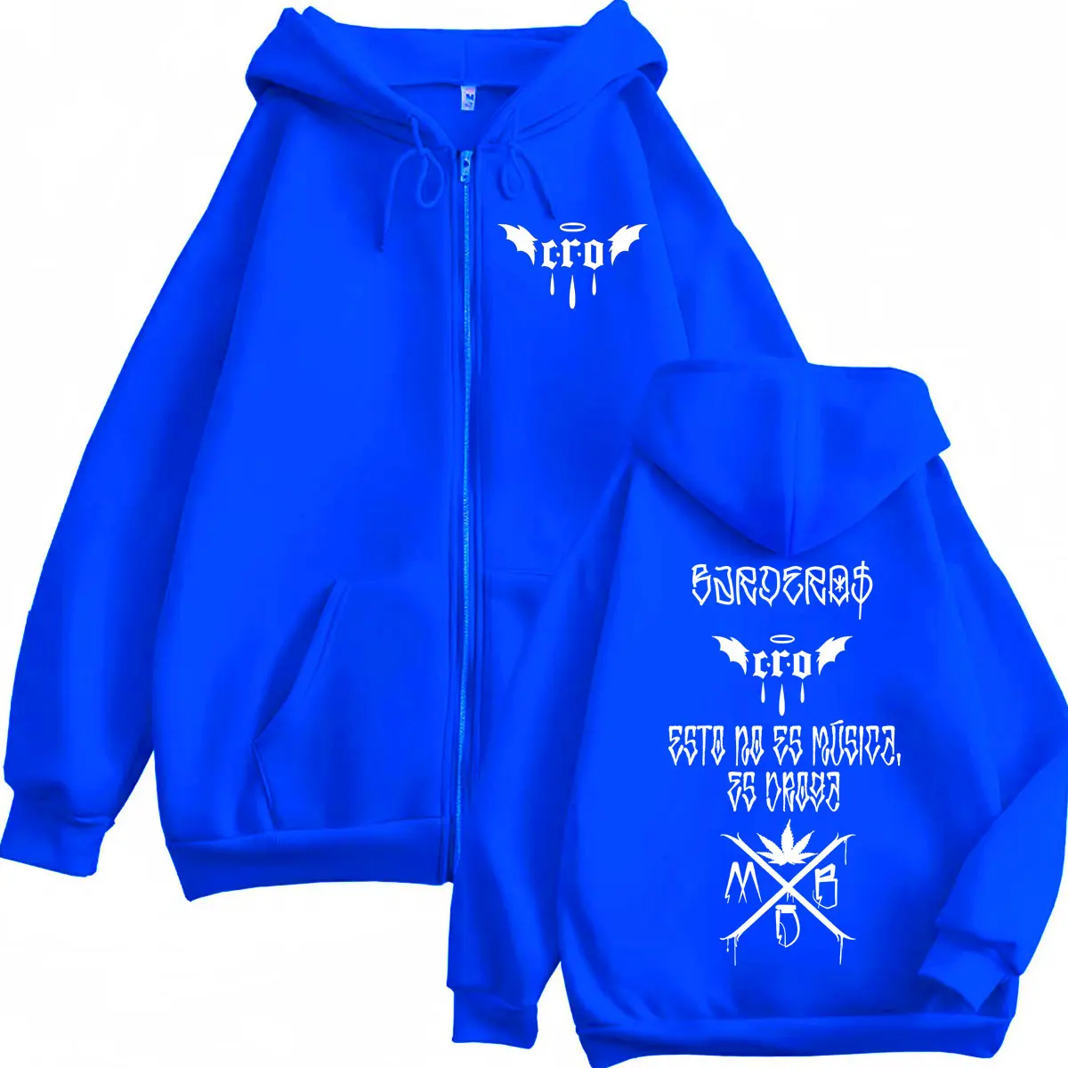 Rapper C.R.O Double Sided Print Zipper Hoodies Fashion Hip Hop Long Sleeve Sweatshirts Men Women Clothing Casual Loose Pullovers
