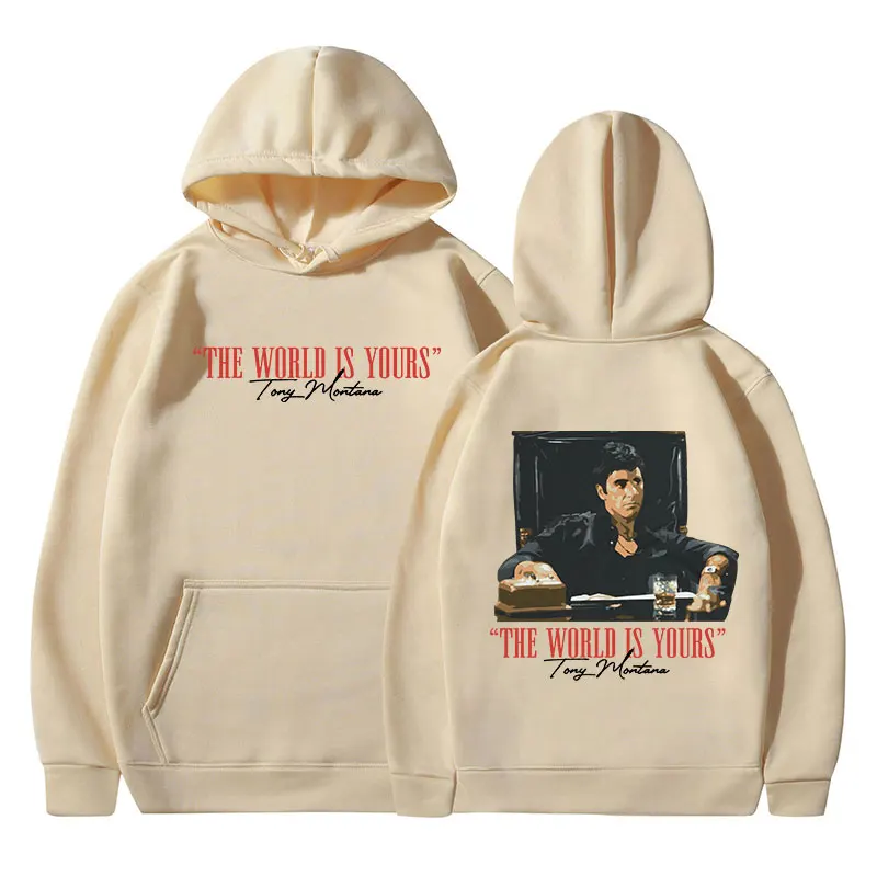Classic Movie Scarface Hoodies The World Is Yours Tony Montana Al Pacino Hooded Sweatshirts Men Women Vintage Gothic Pullovers