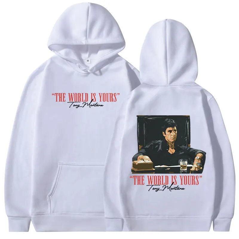 Classic Movie Scarface Hoodies The World Is Yours Tony Montana Al Pacino Hooded Sweatshirts Men Women Vintage Gothic Pullovers
