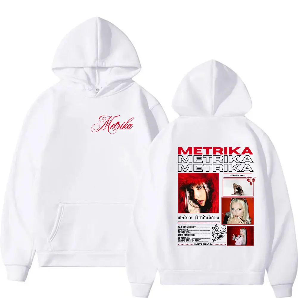 Rapper Metrika Album 2025 Print Hooded Men Women Long Sleeve Oversized Retro Sweatshirt Hip Hop Fleece Clothing Pullover Hoodie
