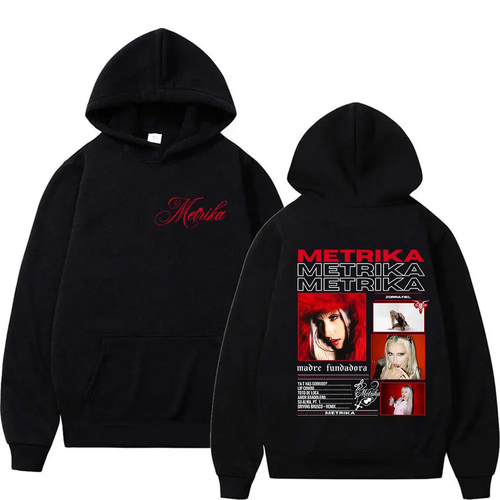Rapper Metrika Album 2025 Print Hooded Men Women Long Sleeve Oversized Retro Sweatshirt Hip Hop Fleece Clothing Pullover Hoodie