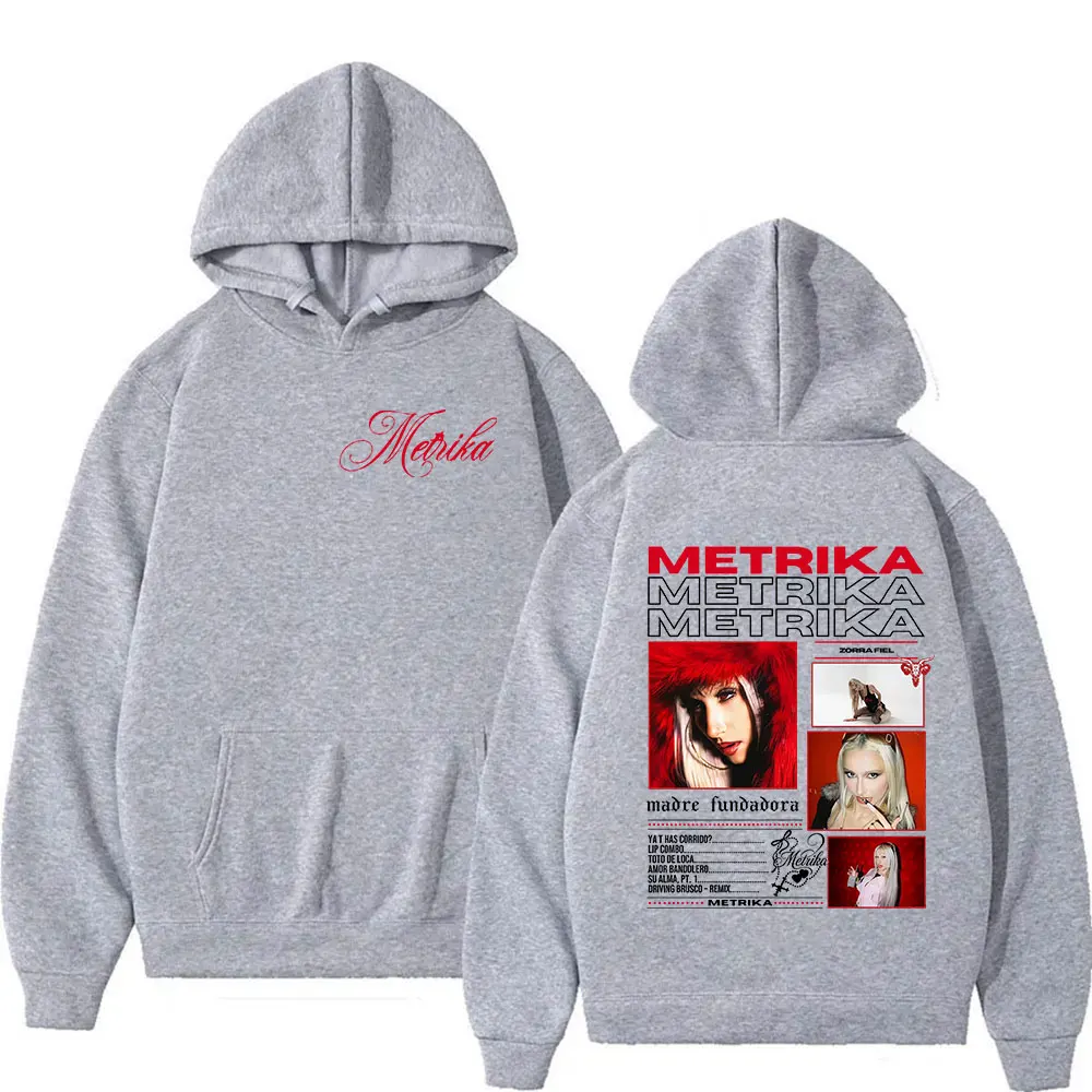 Rapper Metrika Album 2025 Print Hooded Men Women Long Sleeve Oversized Retro Sweatshirt Hip Hop Fleece Clothing Pullover Hoodie