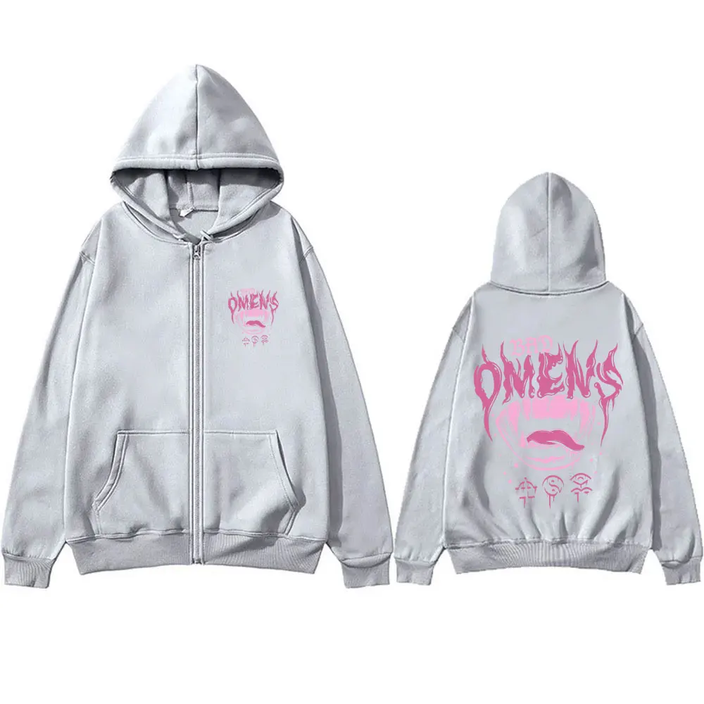 Limited Bad Omens Band Zipper Hoodie Men Women Rock Vintage Oversized Zip Up Jacket Male Fleece Cotton Zip Up Hoodies Streetwear
