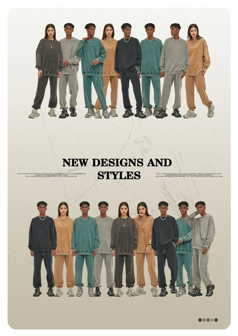 ZODF Retro Autumn Men Batik Washed Cotton Sweatshirts Unisex Loose 420gsm Terry O Neck Pullovers Streetwears HY0665