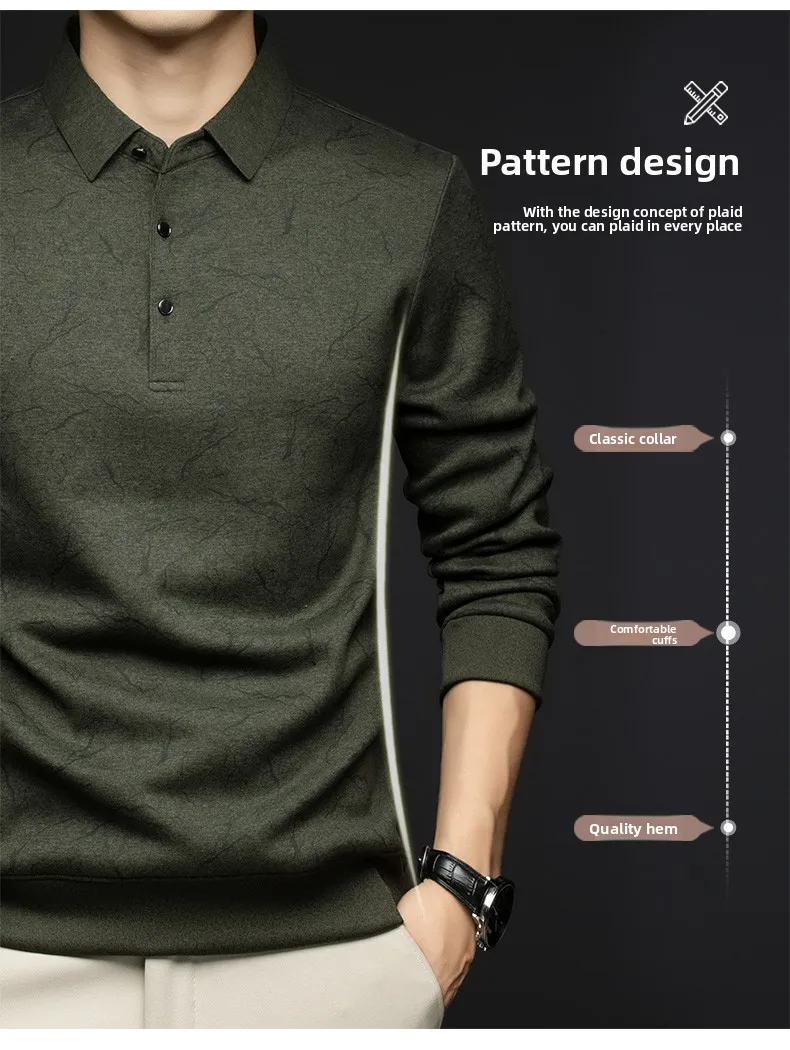 Top Grade Wool+Mulberry Silk Turndown Collar Casual New Brand Fashion Pullover Hoodies Street Velvet Sweatshirts Men's Clothing