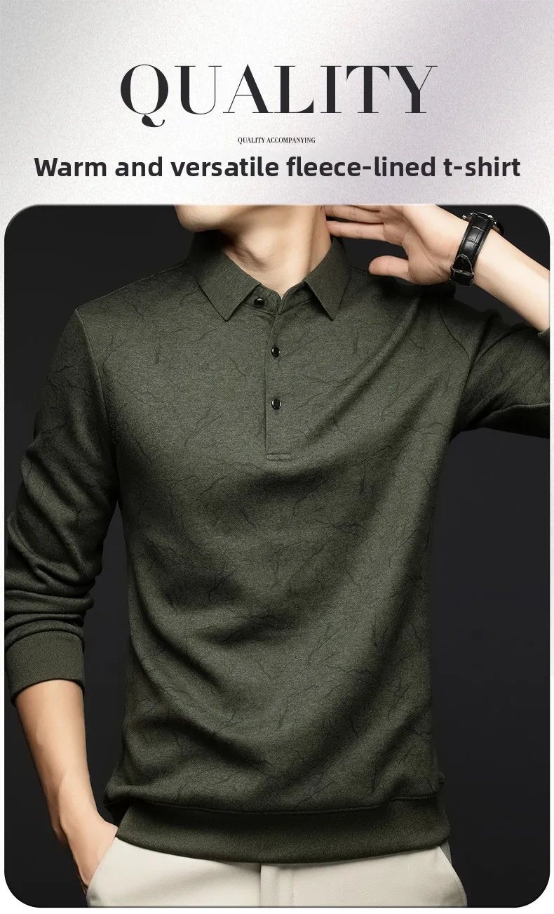 Top Grade Wool+Mulberry Silk Turndown Collar Casual New Brand Fashion Pullover Hoodies Street Velvet Sweatshirts Men's Clothing