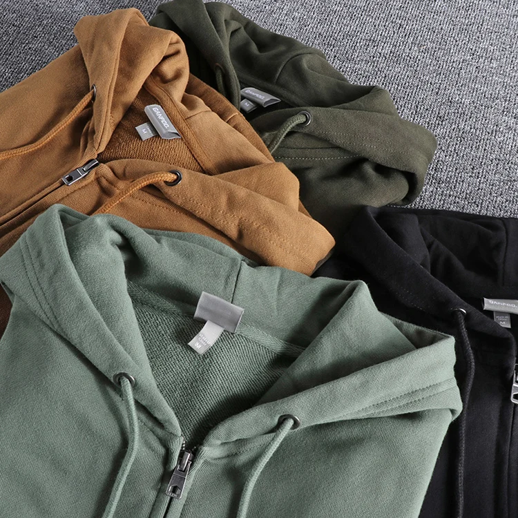 Autumn New American Retro Long Sleeve Hooded Cardigan Hoodies Men's Fashion Pure Cotton Washed Loose Casual Sports Sweatshirts