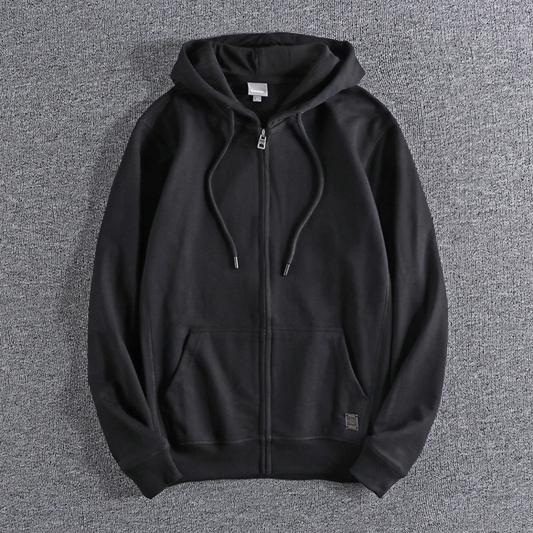 Autumn New American Retro Long Sleeve Hooded Cardigan Hoodies Men's Fashion Pure Cotton Washed Loose Casual Sports Sweatshirts