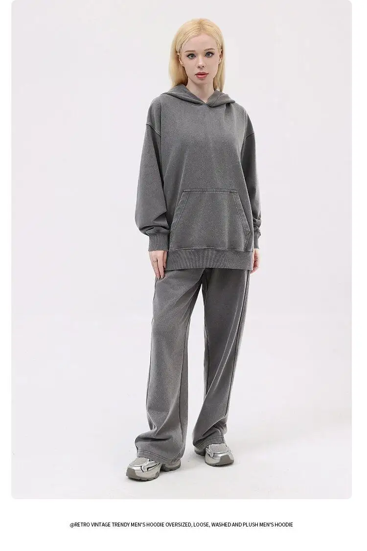 600G Snow Wash Cotton Hoodies Female 2025 Color Pullovers Hip Hop Loose Pullovers Multicolor Comfortable Couple Top