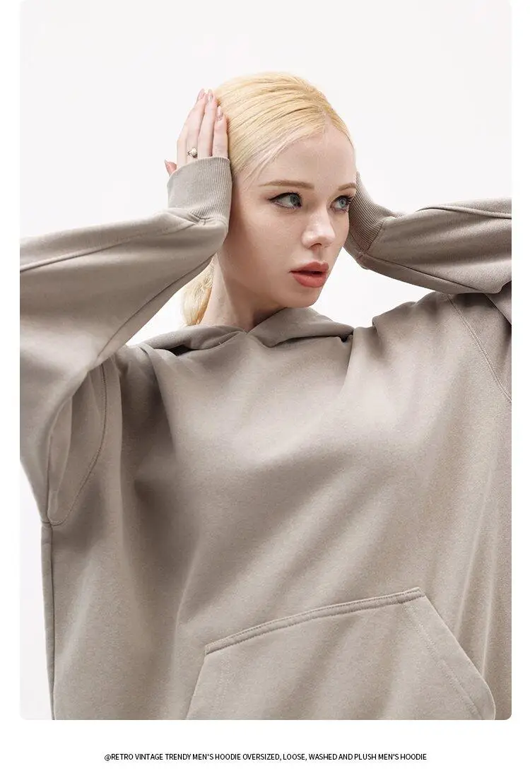 600G Snow Wash Cotton Hoodies Female 2025 Color Pullovers Hip Hop Loose Pullovers Multicolor Comfortable Couple Top