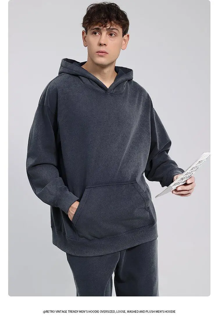 600G Snow Wash Cotton Hoodies Female 2025 Color Pullovers Hip Hop Loose Pullovers Multicolor Comfortable Couple Top