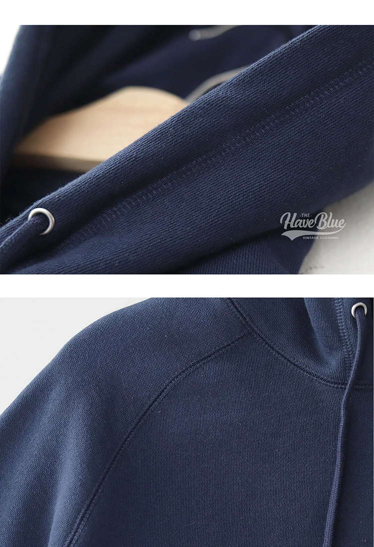 Curved Raglan Hooded Sweatshirt for Men and Women, American Casual Japanese Retro Thickened Fleece Sports Casual Hoodie Jacket