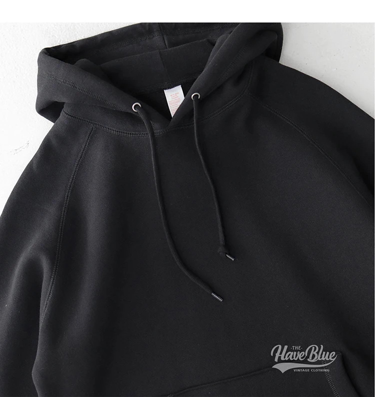 Curved Raglan Hooded Sweatshirt for Men and Women, American Casual Japanese Retro Thickened Fleece Sports Casual Hoodie Jacket
