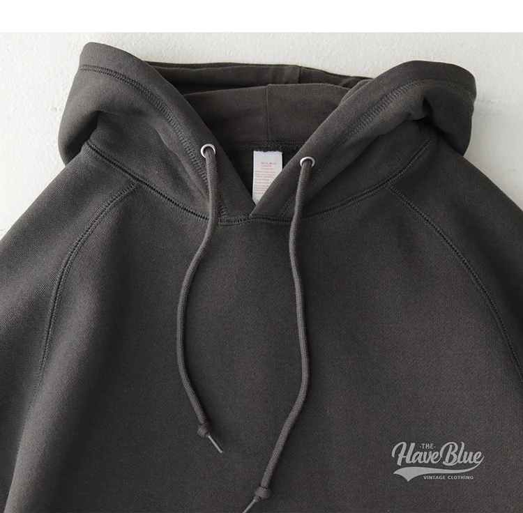 Curved Raglan Hooded Sweatshirt for Men and Women, American Casual Japanese Retro Thickened Fleece Sports Casual Hoodie Jacket