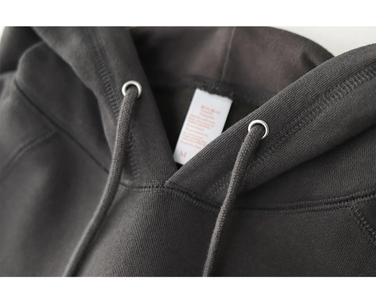 Curved Raglan Hooded Sweatshirt for Men and Women, American Casual Japanese Retro Thickened Fleece Sports Casual Hoodie Jacket