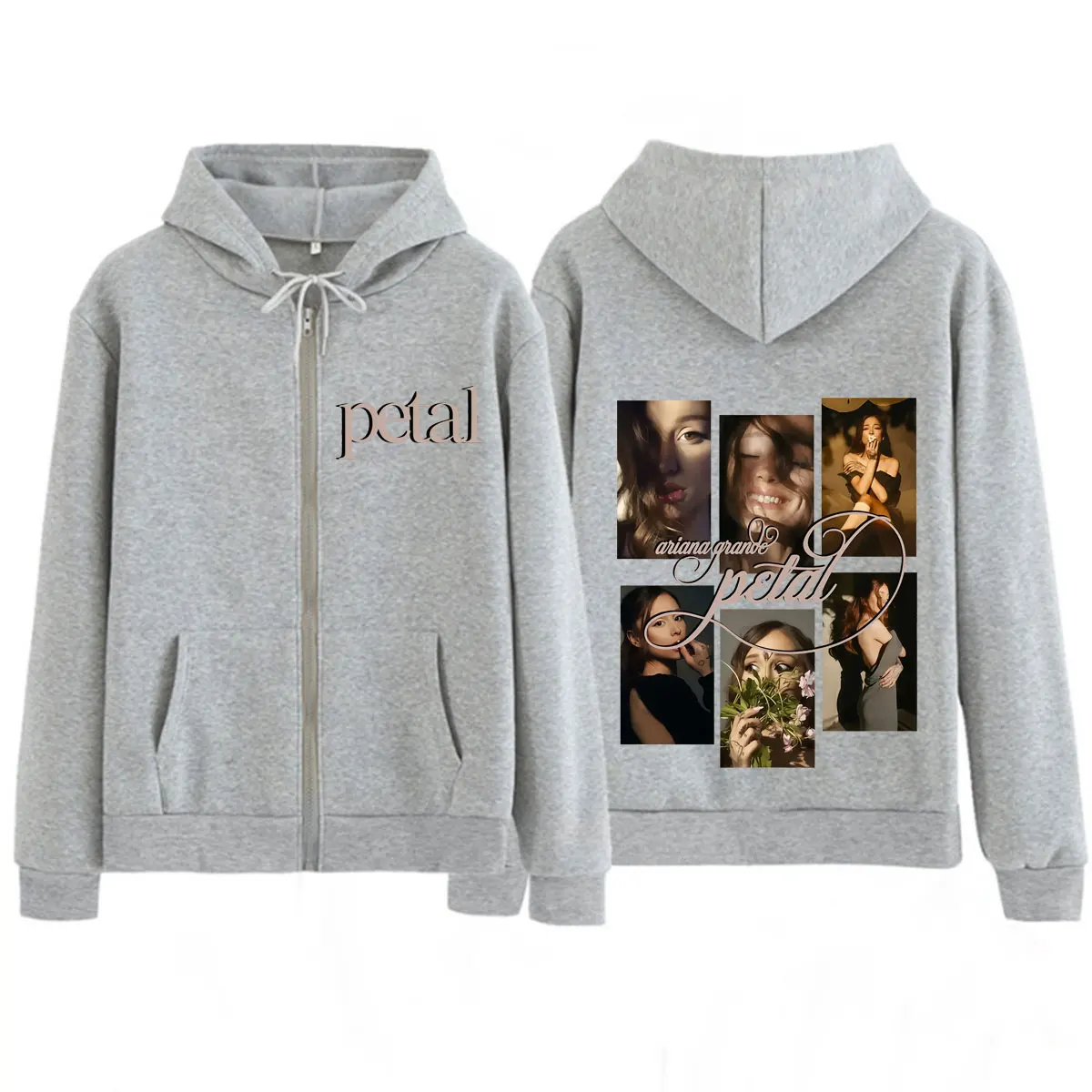 Ariana Grande Petal Album Print Zipper Hoodie Men Women Fashion Sweatshirt Long Sleeves Loose Casual Oversized Zip Up Jacket