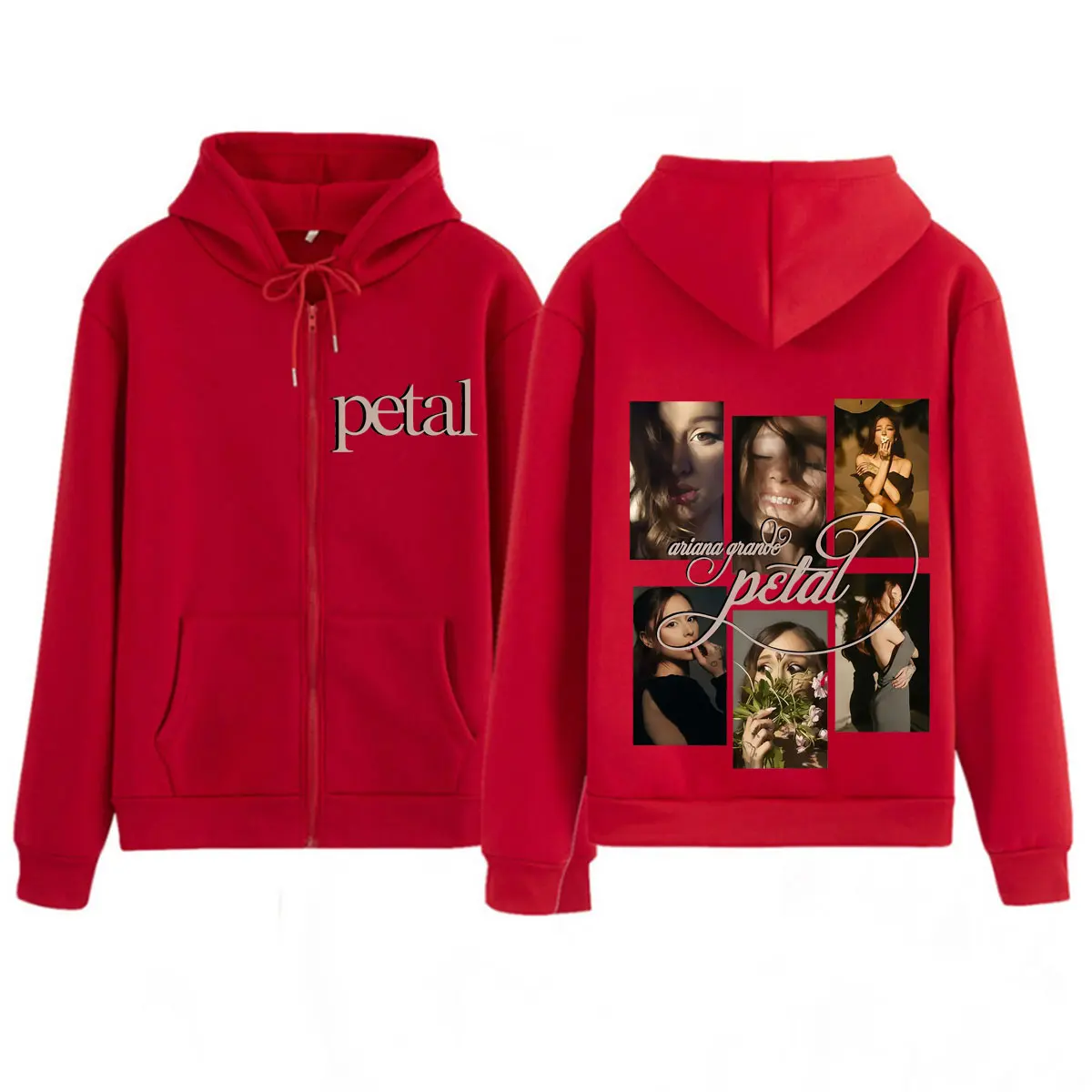 Ariana Grande Petal Album Print Zipper Hoodie Men Women Fashion Sweatshirt Long Sleeves Loose Casual Oversized Zip Up Jacket