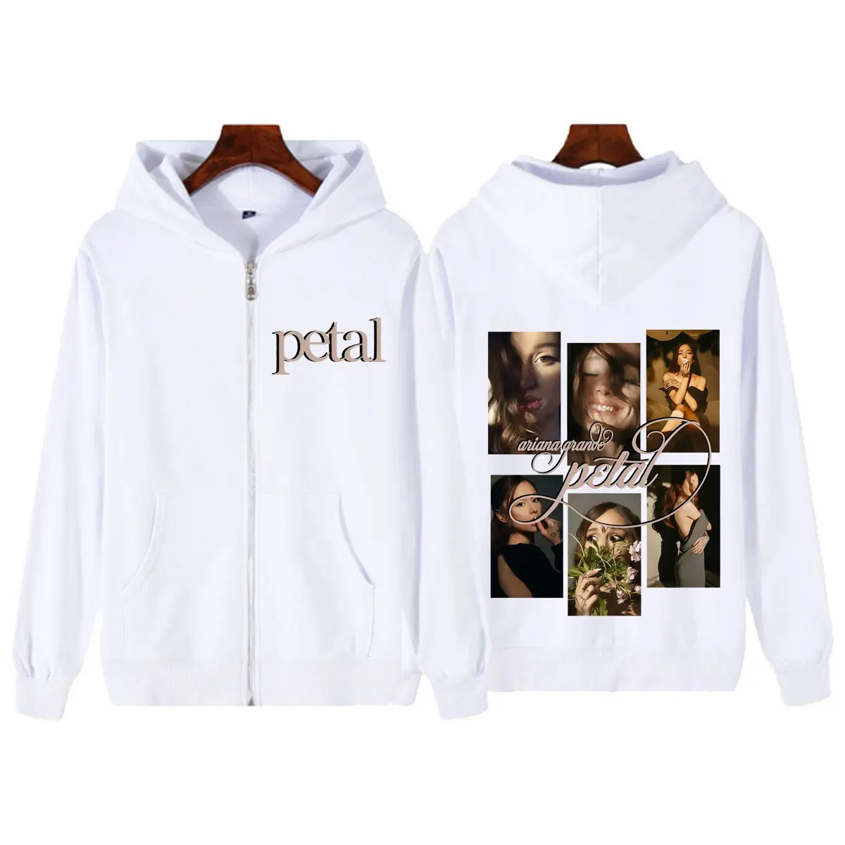 Ariana Grande Petal Album Print Zipper Hoodie Men Women Fashion Sweatshirt Long Sleeves Loose Casual Oversized Zip Up Jacket
