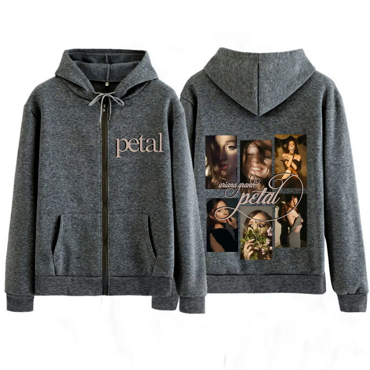 Ariana Grande Petal Album Print Zipper Hoodie Men Women Fashion Sweatshirt Long Sleeves Loose Casual Oversized Zip Up Jacket