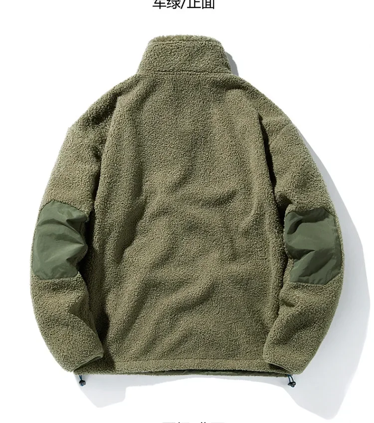 New Men's Sweatshirts Fashion Patchwork Pocket Fleece-lined Warm Pullover Tops Male Polar-fleece Loose Casual Hoodies Coats