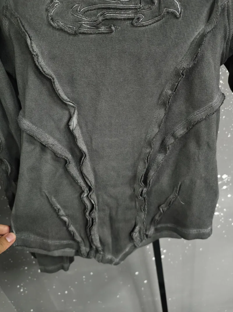 PFNW Fashionable Washed Distressed Slim Fit Top Men's Round Neck Casual Long Sleeved T-shirt 2026 Spring New 28L1595