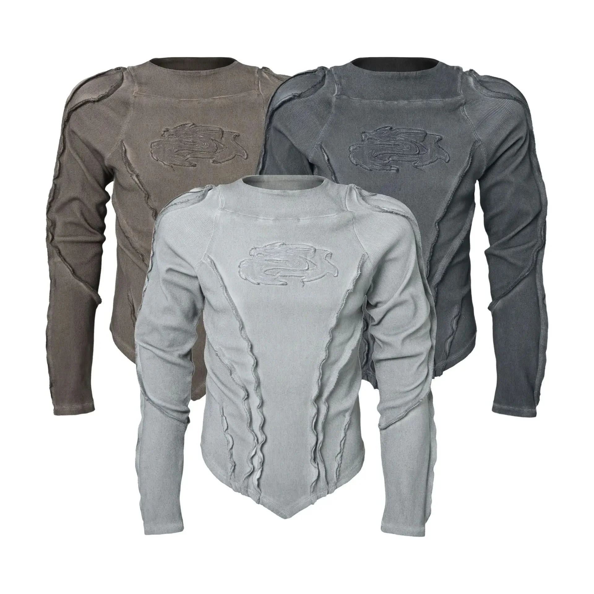PFNW Fashionable Washed Distressed Slim Fit Top Men's Round Neck Casual Long Sleeved T-shirt 2026 Spring New 28L1595