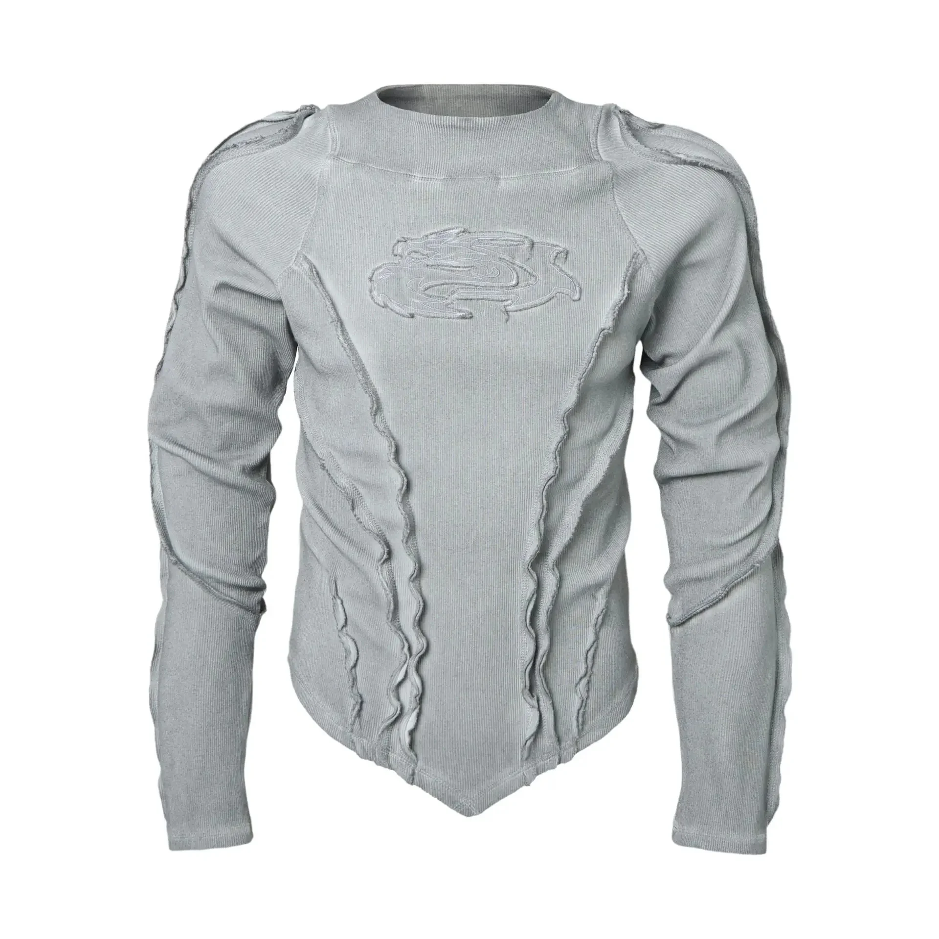 PFNW Fashionable Washed Distressed Slim Fit Top Men's Round Neck Casual Long Sleeved T-shirt 2026 Spring New 28L1595