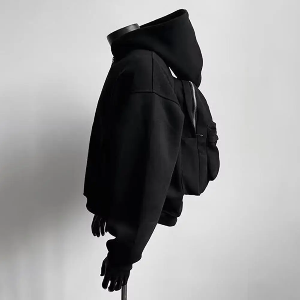 Travel Sweatshirt with Backpack Unisex Travel Hoodie with Built-in Backpack Lightweight Zip-up Sweatshirt for Men Women Campus