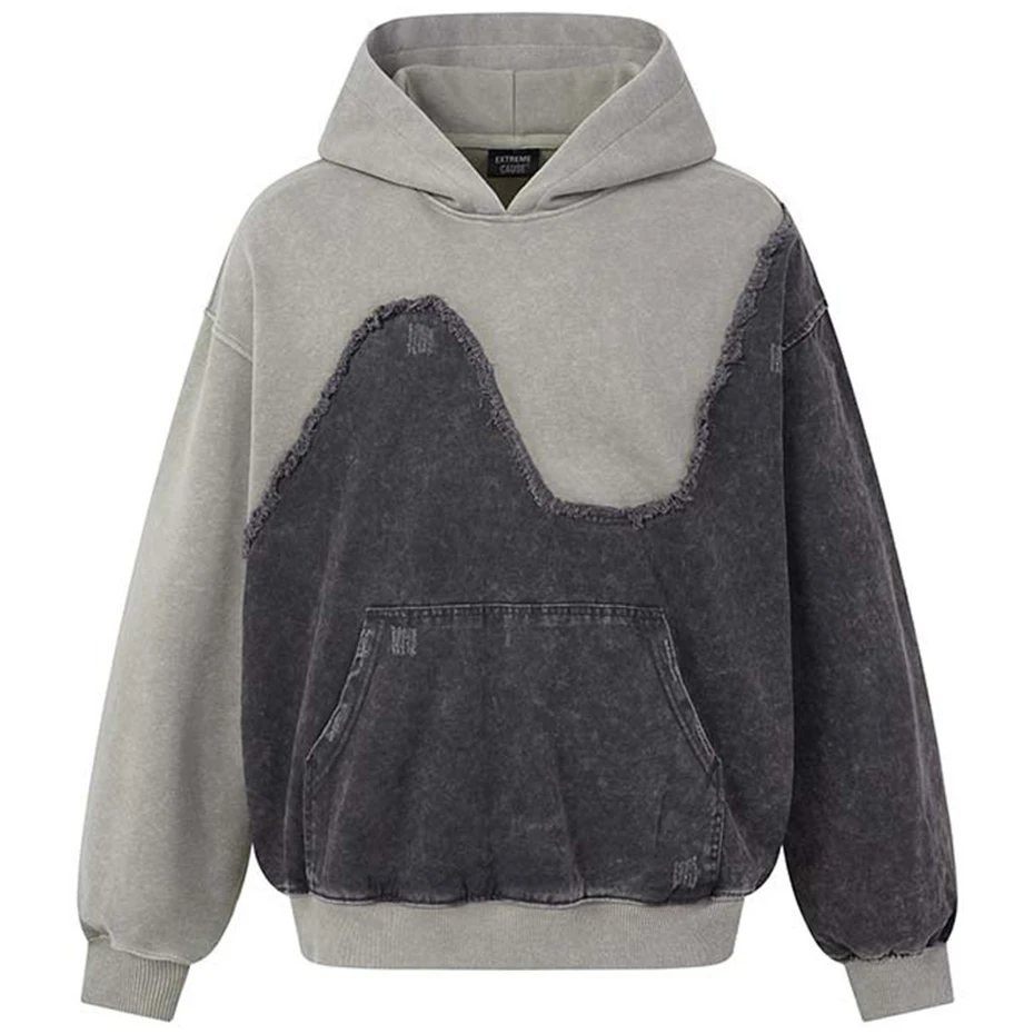 Vintage Patchwork Hoodies Men Streetwear Harajuku Hip Hop Hoodie Unisex Casual Loose Y2K Hoodies Pullover Sweatshirts